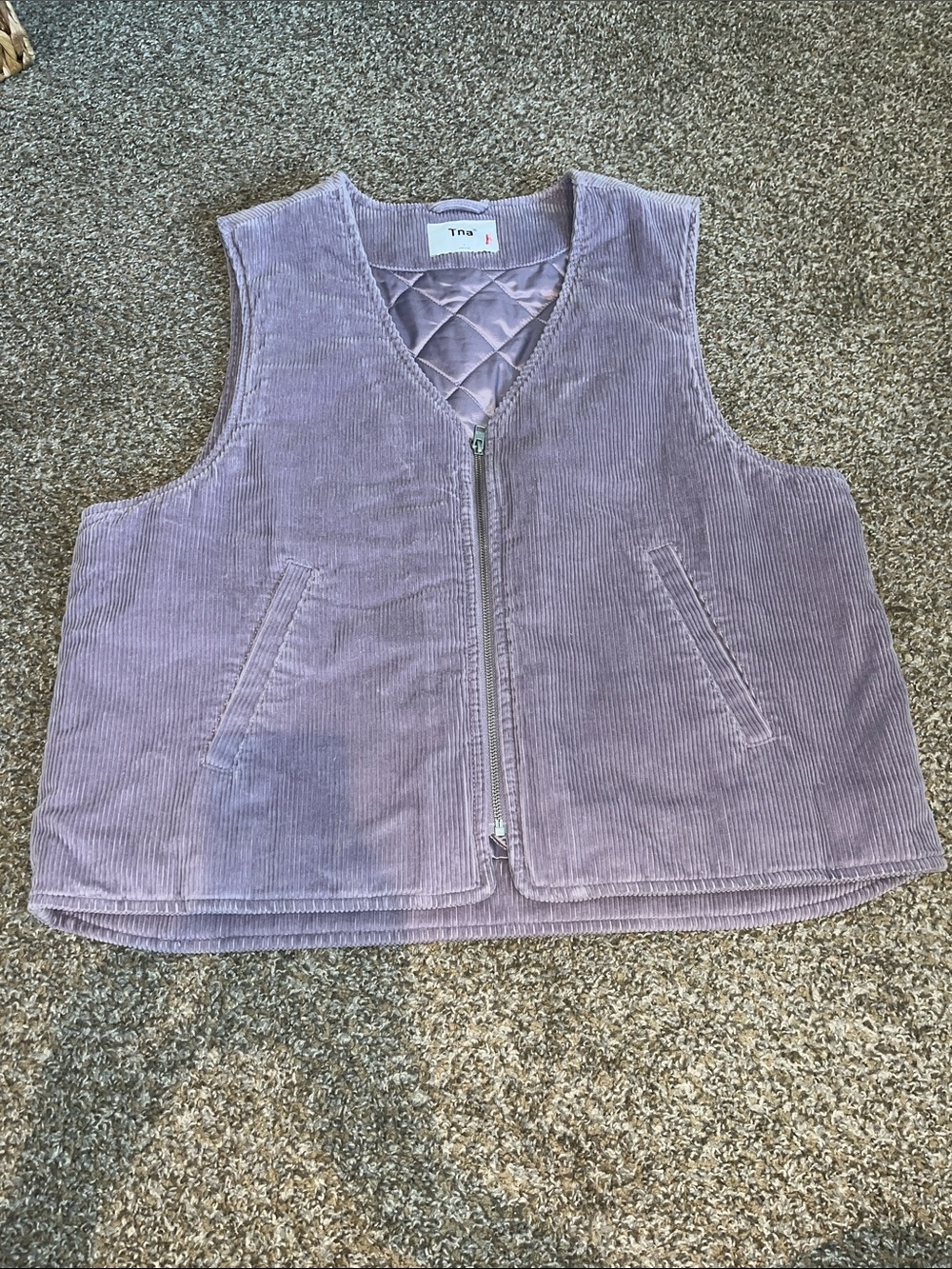 TNA ARITZIA Lavender Corduroy Zip-Up Vest